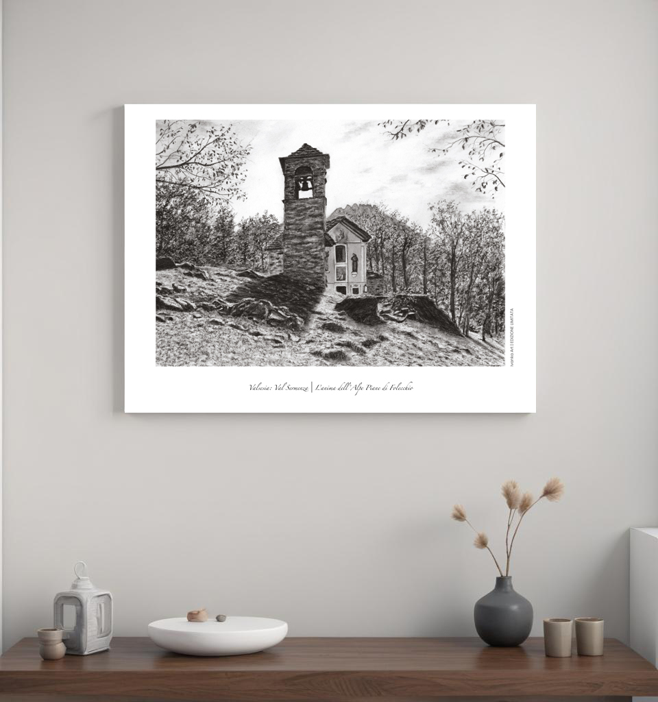 Disegno a carboncino di un luogo del cuore