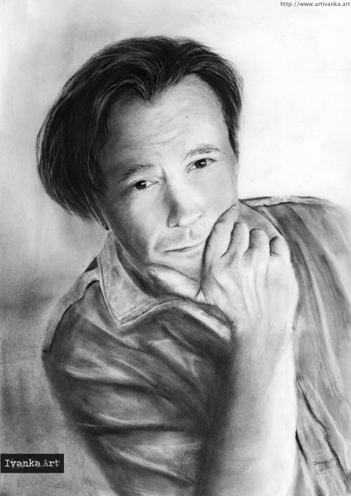 Ritratto a carboncino realistico di uomo