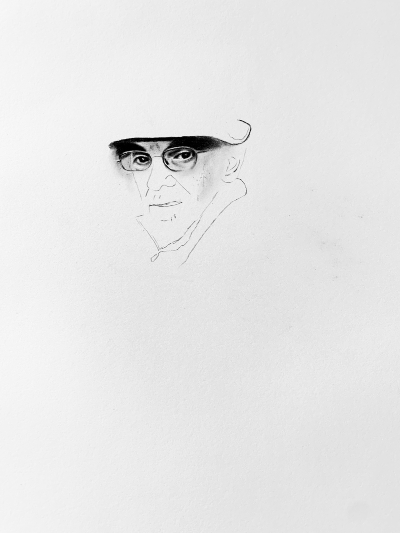 Primo passo della realizzazione del ritratto a mano