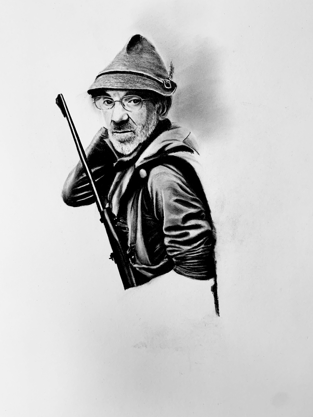 Dettaglio realistico del volto in lavorazione